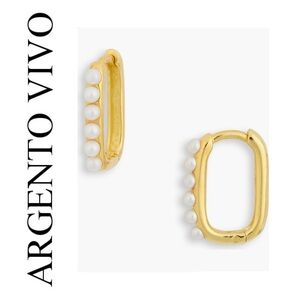 🌟 Argento Vivo Sterling Silver Pearl Hoop Earrings